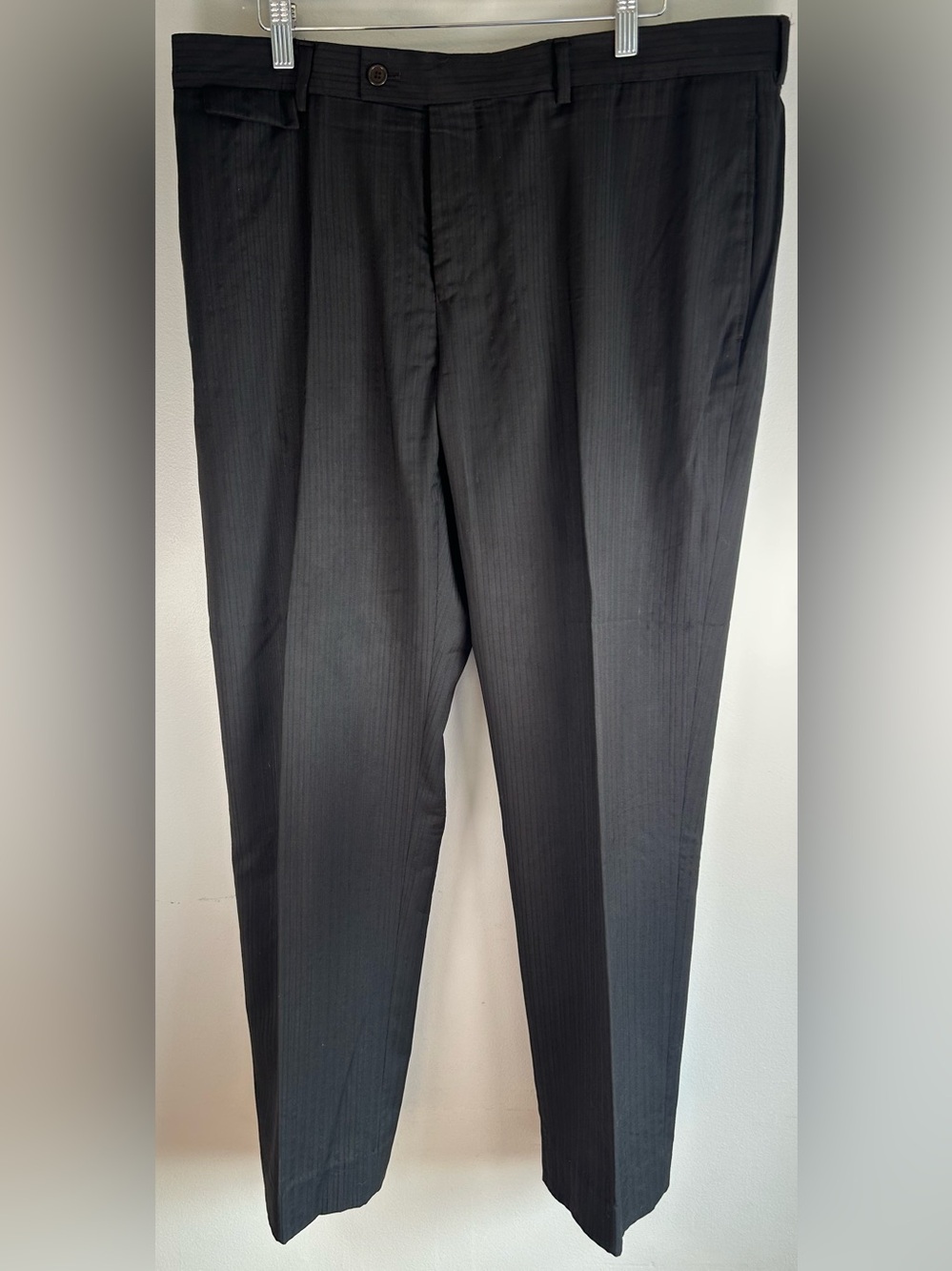 Zara Man Trousers Dress Pants Size 38X31.5 Black Gray Wool Stripes Romania